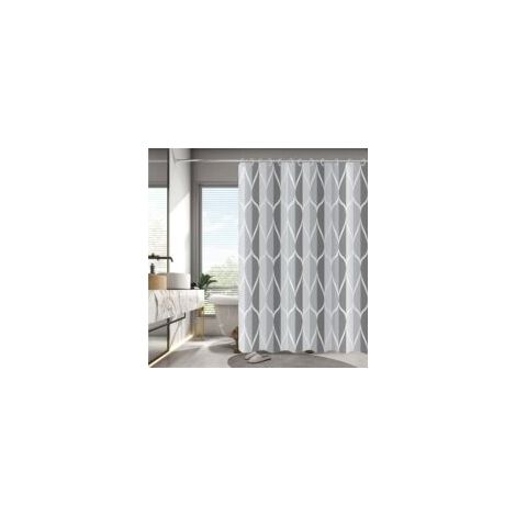 180 x 180 cm grauer Duschvorhang – Geometrischer Badvorhang – Crezuo