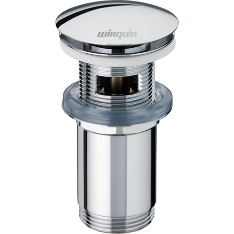 Wirquin – Bonde de lavabo laiton chromé Quick-Clac – Corps allongé avec trop-plein intégré – Résistant à la corrosion – Installation flexible