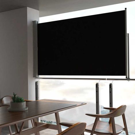 vidaXL Patio Retractable Side Awning 140 x 300 cm Black