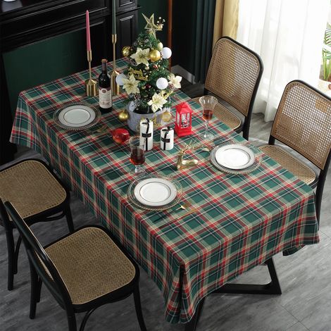 Nappe rectangulaire en tissu pour salle à manger, nappe à carreaux style britannique, nappe de Noël et de fêtes (1/5)