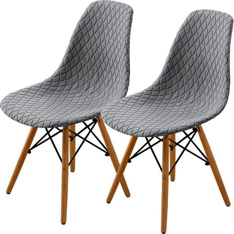 Set Esszimmerstuhlhussen für 2/4/6 Personen, moderner mittelalterlicher Stil (hellgrau, 2-teilig)