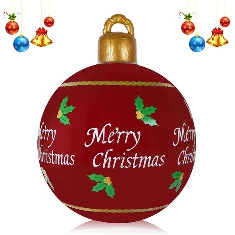 Boule de Noël gonflable géante de 60 cm pour intérieur et extérieur - Décoration de Noël en PVC pour décoration d'intérieur, cour, pelouse, jardin (1/5)