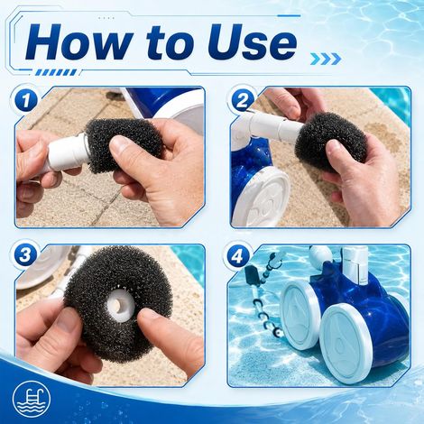 12 Brosse en Mousse de Queue Robot pour Polaris 180 280 360 380 480 3900 Sport, Polaris Tail Scrubber Remplacement, Tampons Filtrants en Mousse pour Robot de Balayage de Queue (1/5)