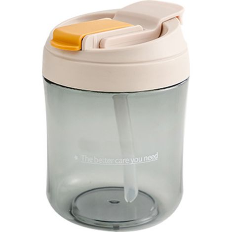 Gourde réutilisable en plastique avec paille, compacte et adorable, parfaite pour la randonnée, la marche et les activités outdoor, couleur ivoire. (1/5)