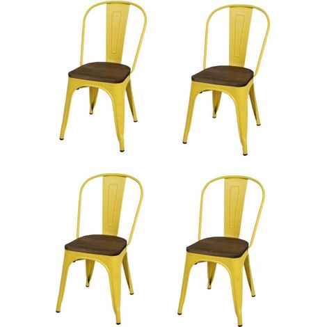 Lot de 4 chaises en métal "Liv" - Jaune mate - L 36 x l 45 x H 84 cm - Livraison gratuite (1/4)