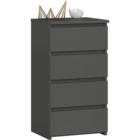 Cómoda AKORD CL4 Grafito Gris 40 cm 4 cajones frente en color Grafito Gris 40x35x74 cm