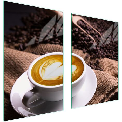 GLASSCHUTZPLATTE FÜR KÜCHE 65x52 KAFFEE (1/5)