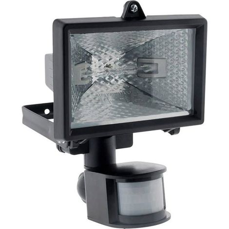 Faro alogeno con sensore di movimento - Nero - Grado di protezione IP44 - Tubo lampada R7S da 120 W - Sensore crepuscolare - Portata di illuminazione di 12 metri (1/4)
