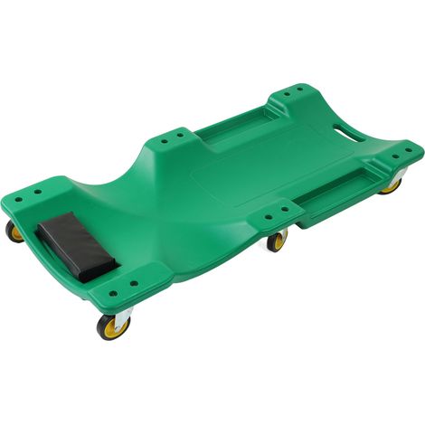 Chariot roulant 40 pouces pour mécanicien, table de réparation auto avec éclairage LED, roulettes pivotantes 360°, repose-tête en mousse, rangements à outils. (1/5)