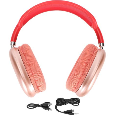 Casque Bluetooth sans Fil avec Microphone, Réglable et Pliable pour Sport, Voyage, Études et Télétravail - Rouge (1/5)