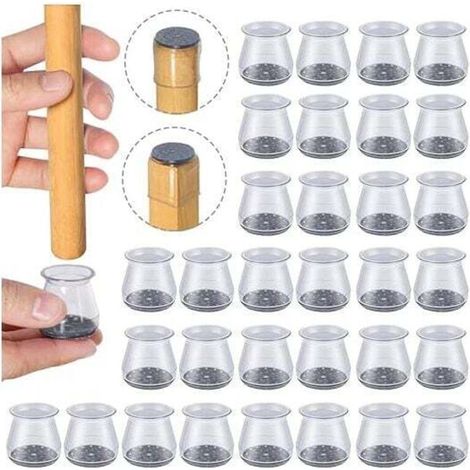 32 pezzi Protezioni in silicone per gambe di sedia, taglia: piccola (adatta a gambe da 23-32 mm), cuscinetti per sedia piccoli, protezioni trasparenti in silicone per pavimenti per gambe di sedia con (1/4)