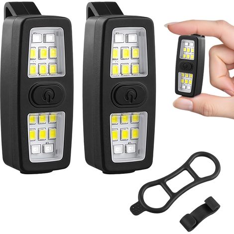 2 PCS Lampe Torche à Clip,lumière de Course à Clip,Lampe de Course à Clip LED réfléchissante Rechargeable USB,7 Modes d'éclairage pour Course de Nuit,Coureurs,Joggers,Camping (1/5)