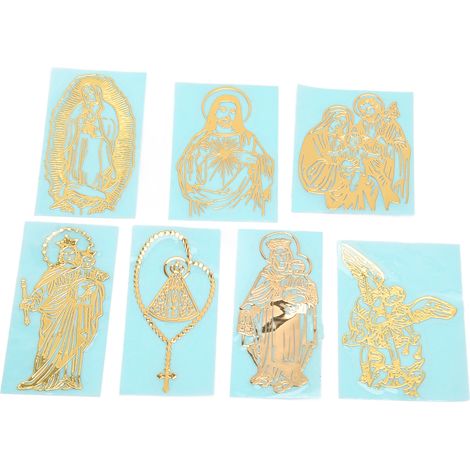 7 autocollants métalliques dorés chrétiens pour téléphone, scrapbooking et journaling, adhésifs 3D pour coque personnalisée (1/5)