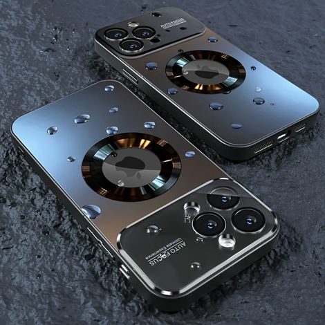 (iPhone 15 Plus Noir) Coque de protection Magesafe à chargement magnétique sans fil, résistante aux chocs (1/2)