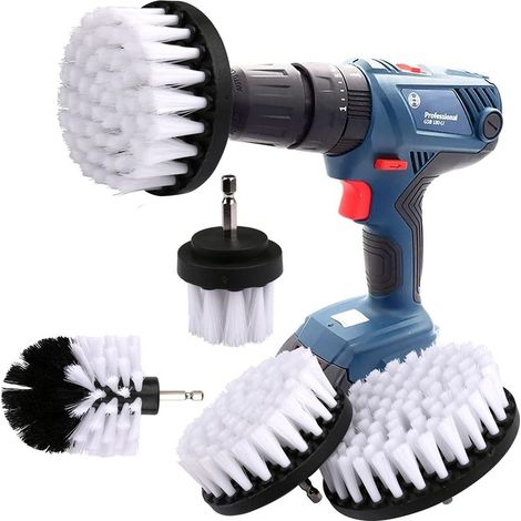 Bohrmaschinen-Reinigungsbürsten-Set, 4-teiliges Set inklusive Scheuerbürsten zur Reinigung von Autos, Duschen, Fliesen, Felgen, Teppichen, Fugen und Polstermöbeln. (1/5)