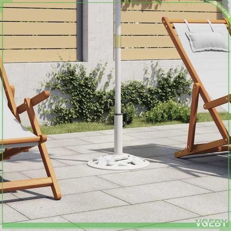 Socle de parasol - FAFEICY - 47864 - Fonte 9 kg - Blanc mat - Compatible 35/38/48 mm (1/5)