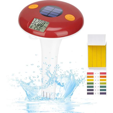 Testeur Numérique de Salinité Et pH Pour Piscine D'Eau Salée Et Spa - Thermomètre Intégré Avec Bandelettes Analyse Sel Et pH, Kit Flottant (1/5)