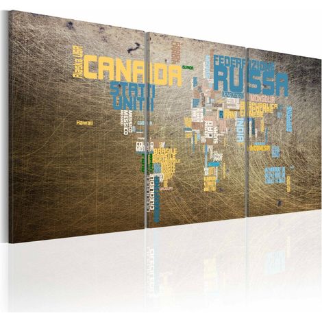 Tableau carte du monde style industriel - 120 x 60 cm (1/2)