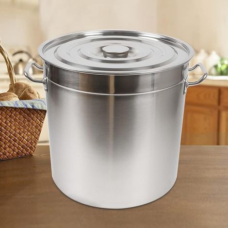 70L Suppentopf, Große Kapazität Gastronomie Kochtopf mit Campingkochtopf Cooking Pot, Griffen Ausgestattet, Edelstahl Kochtopf für Gasherden, Elektroherden, Induktionsherden