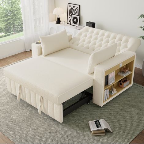 Sofá cama 2 plazas reclinable con USB chenilla OKMYHOME (1/5)