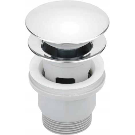 Tapón Klik Klak redondo cromado con rebosadero para lavabo o bidé