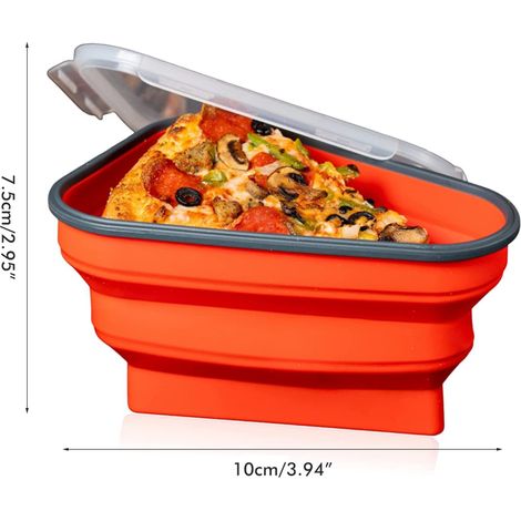 Boîte à parts de pizza avec couvercles, en silicone réutilisable et pliable, pour ranger et conserver vos parts de pizza. (1/5)