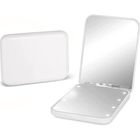 Miroir pliable en paille, grossissement 1x/2x, avec lumière, pliable, portable, écologique, cadeau exquis. (1/5)