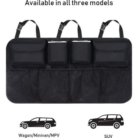 Multipurpose Pliables Sac de Rangement Voiture, coffre rangement voiture, voiture rangement, Noir (1/4)
