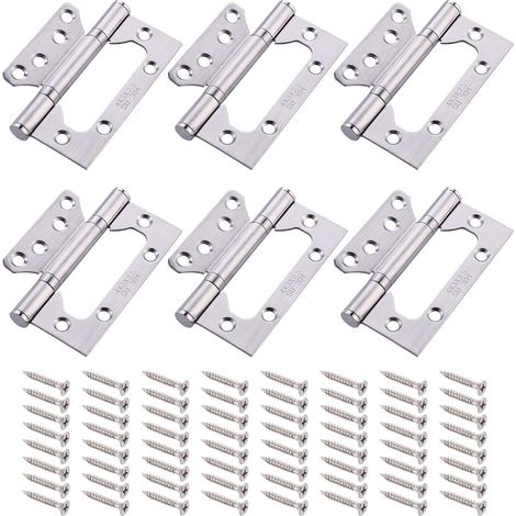 6-teiliges rostfreies Messingscharnier, robustes Türscharnier aus Edelstahl 304, Kugellager-Edelstahlscharnier, für Schlafzimmerschränke, Küchenschränke, Innentüren