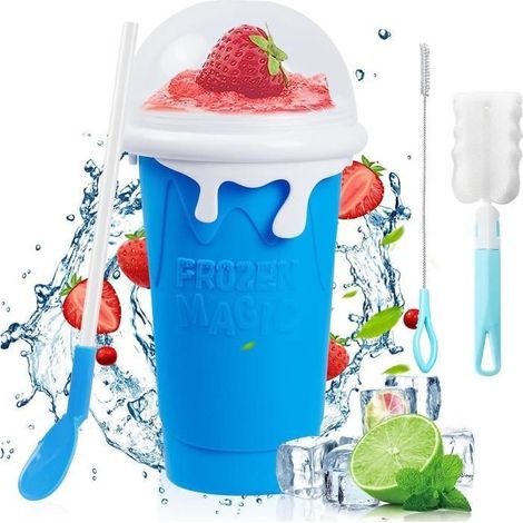 Slushy Cup, Slushie Maker Cup Gobelet Granita Frozen Magic Smoothie Granité Cup DIY Slush Ice Maker, Gobelet de Congélation (Bleu) (1/4)