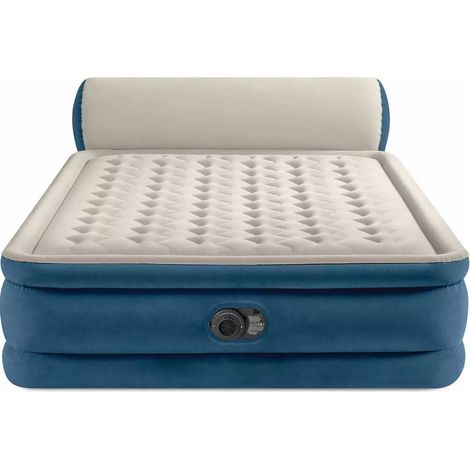Intex 64460 Luftbett mit Kopfteil integrierte Luftpumpe Gästebett 229x152x79cm