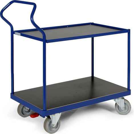 Protaurus ERGOTRUCK-Tischwagen mit 2 Ladeflächen und Schiebebügel 500kg Tragkraft 850x500mm bündige Ladefläche