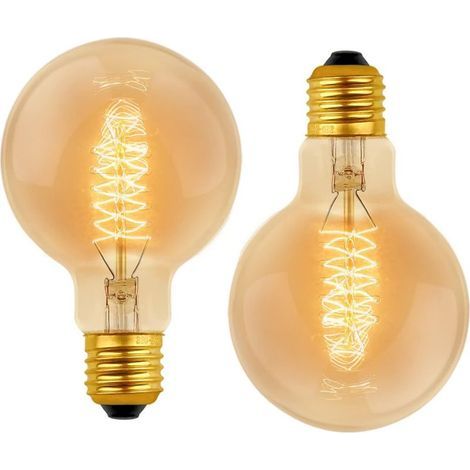 Vintage-Globe-Glühbirne G80 E27, dimmbar, 60 W, warmweiß (2700 K), 600 lm, Retro-Glühbirne mit E27-Fassung, spiralförmige Wolframfadenlampe, 2er-Pack (1/5)