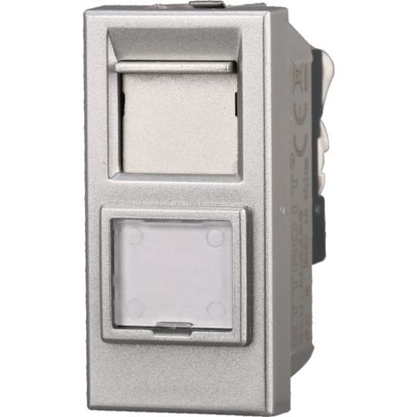 ETTROIT AG2356 Netzwerkanschluss, Datenbuchse, RJ45, CAT6, graue Farbe, kompatibel mit Bticino Axolute