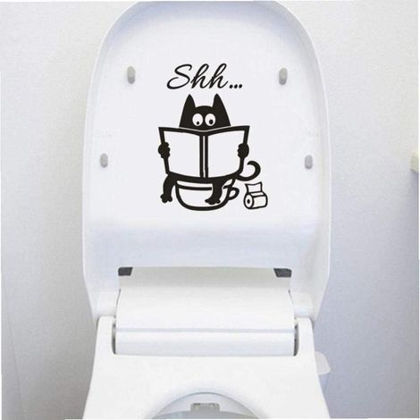 Sticker Mural Art Stickers, Papier Peint Amovible Siège De Toilette Mignon Chat Vinyle Décor pour Salle De Bains