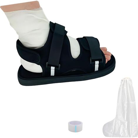 Chaussure de Plâtre Postopératoire, chaussure de récupération réglable en plâtre, Chaussure de Rééducation, Pour Pied Blessé Entorse Protection de Plâtre Soutien du Pied- Noir, Taille: XS(3134),Chauss (1/5)