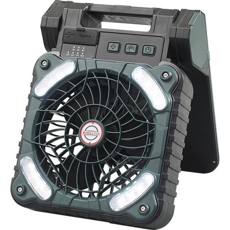 Ventilateur solaire de camping (vert foncé) - Minuterie - Fonction anti-moustiques - Alimentation solaire - Batterie 5200 mAh avec charge inversée (1/5)