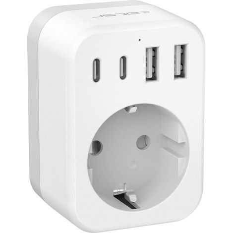 Adaptateur Prise Japon,5 en 1 Type A Adaptateur Voyage France vers USA/Canada/Chine avec 2 USB A et 2 Type C(17W) Connecteur de Voyage pour USA, Chine,Canada,Thaïlande(Blanc) (1/5)