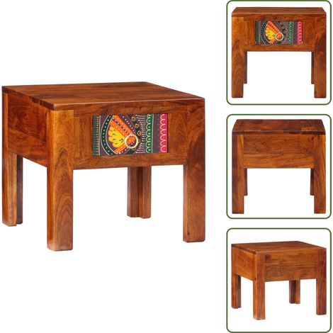 The Living Store Nachttisch 40x40x36 cm Massivholz Akazie - Holz Nachttisch (1/5)