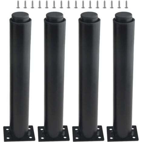 (25-42cm, black) Set of 4 adjustable, sturdy metal furniture legs for tables, beds, and sofas