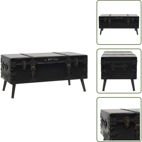 Table basse MDF et acier 102x51x48 cm - Table Basse Vintage - Table D'appoint Élégante - Meuble De Salon Tendance - Coffre De Rangement - Table Basse Moderne (1/5)