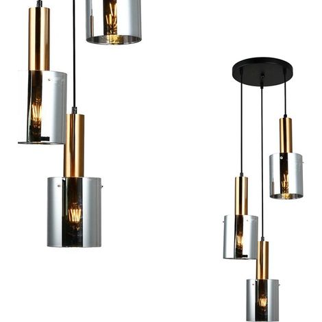 SARDO 3 E27 LAMPE SUSPENDUE EN LAITON ITALUX PND-5581-3A-BRO+SG (1/3)