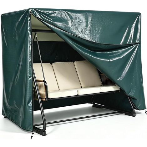 Swing Chair Cover 3 Seater 220 x 125 x 170 cm Large with Zips, Waterproof, Dust-proof, Green (1/5)