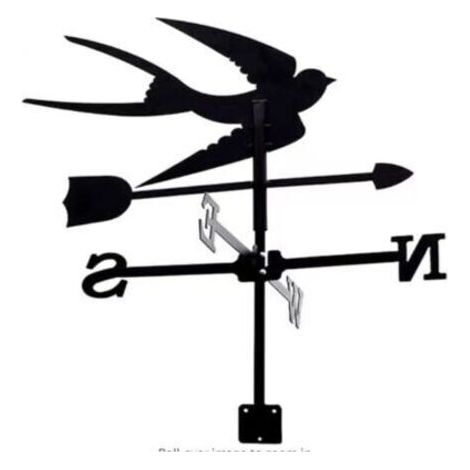 Girouette Hirondelle, girouette de décoration, kit d'indicateurs de Direction du Vent extérieur Jardin pelouse Support en métal girouette (1/5)