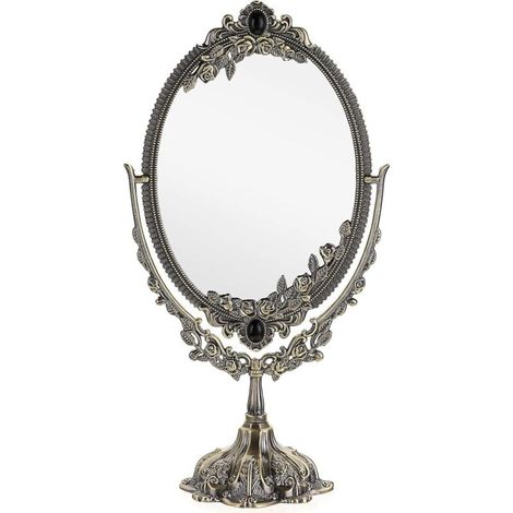 Bardusch-Miroir de Maquillage Décoratif Vintage Ovale et Double-Face pour Table, Photographie, Dressing (Grand, Bronze) (1/5)