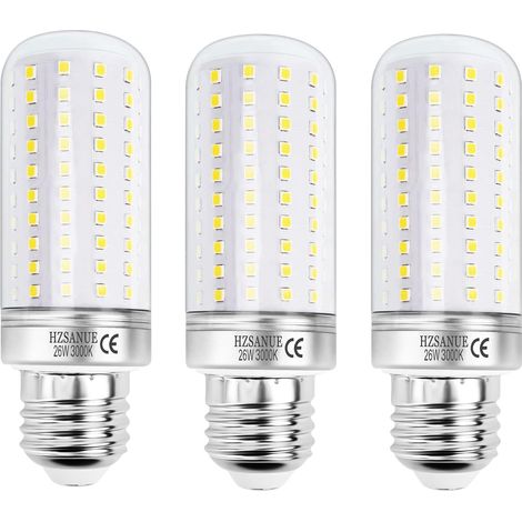 LED Ampoule à Maïs 26W, 200W Équivalent Ampoules à Incandescence, E27 Edison Vis Ampoule, 3000K Blanc Chaud, 2900LM, Pack of 3 (1/5)