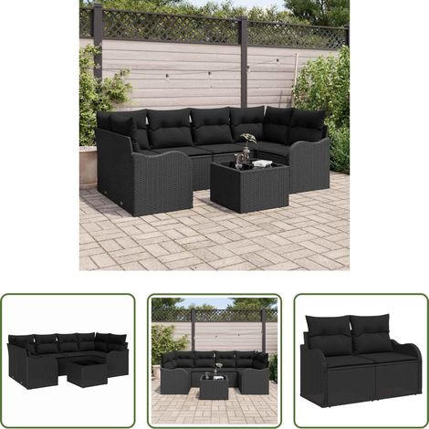 Terrassensofa - Gartensofa-set Schwarz 55 x 55 x 37 cm Poly-Rattan (1/5)