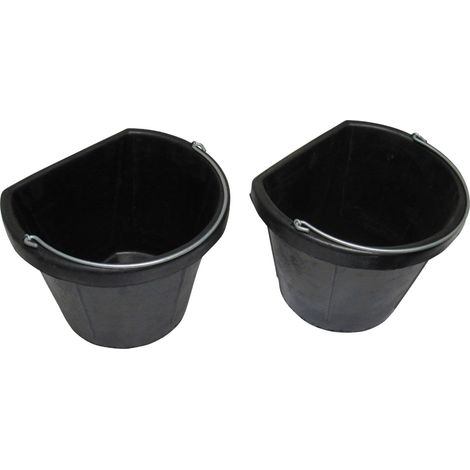 Flexible Flat Sided Water Bucket 17L - Pack of 2 (Horse Feed Rubber Equestrian Handle Stable)