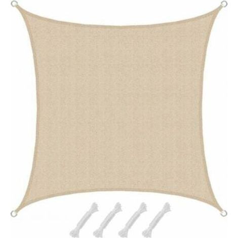 UV Shade Sail 2x2 m HDPE Square Sun Protection Garden Fabric Beige (1/3)