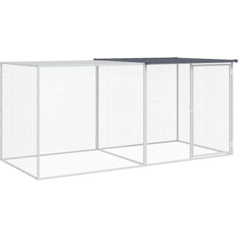 vidaXL Hühnerstall mit anthrazitfarbenem Dach 203x98x90 cm aus verzinktem Stahl